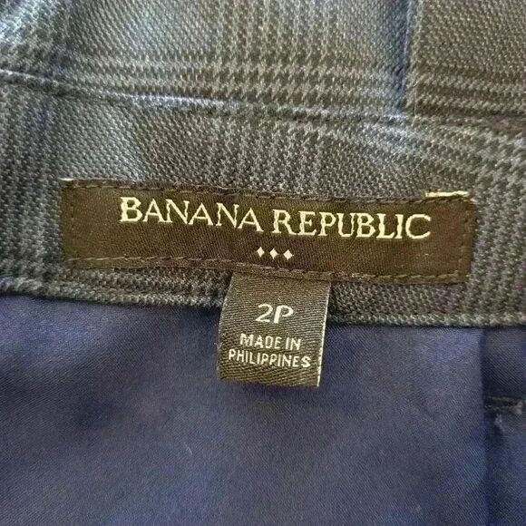 Banana Republic Women's Navy Poly/Rayon/Spandex Plaid Pencil Skirt w Tie Belt & - Picture 9 of 10